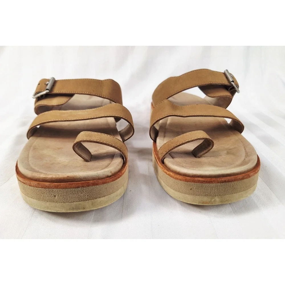 Merrell Juno Buckle‎ Slide Sandals Womens 9 Camel Leather Toe Loop Tan